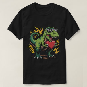 Cooler T-Rex Dinosaur Valentinstag Herz Sonnenbril T-Shirt