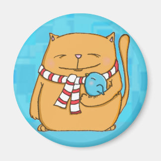 cooler Tag warme Herzen Große Katze und kleiner Vo Magnet