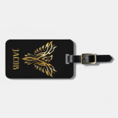 Cooler Tätowierer Gold & Black Phoenix Bird Gepäckanhänger (Vorderseite horizontal)