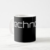 Cooler Technotext Techno Text Schwarz Kaffeetasse (Vorderseite Links)