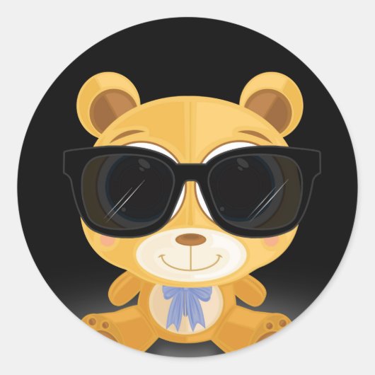 Cooler Teddy Bär Runder Aufkleber (Vorderseite)