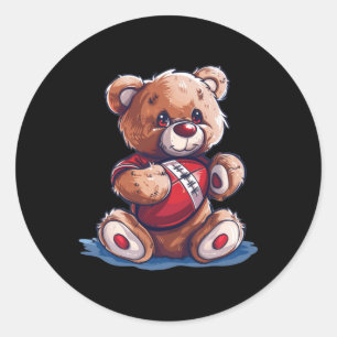 Cooler Teddy mit Sportball-Outfit für Jungen und J Runder Aufkleber