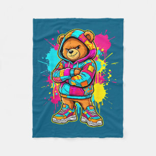 Cooler Teddybär Kleinkind Kinder bunt Fleecedecke