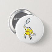 Cooler Tennis-Ball, der Schläger hält Button (Vorne & Hinten)