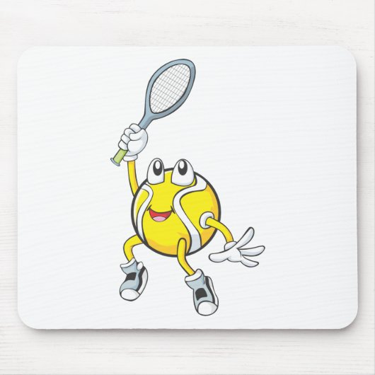 Cooler Tennis-Ball, der Schläger hält Mousepad (Vorne)