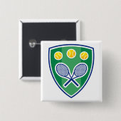 Cooler Tennisknopf mit gekreuztem Schlägerlogo Button (Vorne & Hinten)