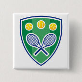 Cooler Tennisknopf mit gekreuztem Schlägerlogo Button (Vorderseite)