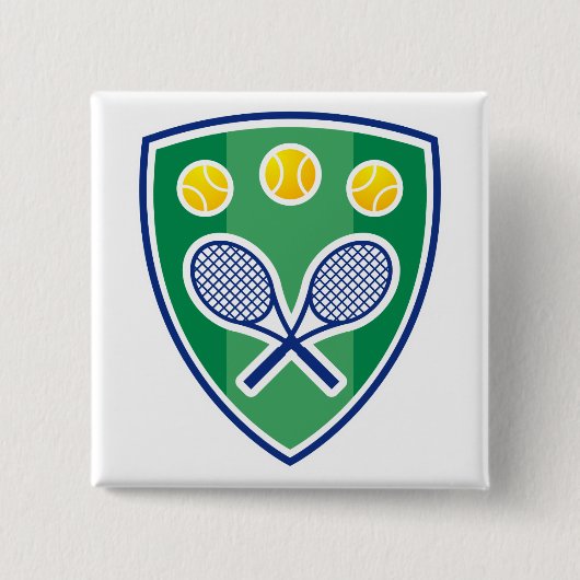 Cooler Tennisknopf mit gekreuztem Schlägerlogo Button (Vorderseite)