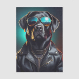 Cooler Terrence, Black Lab in Lederjacke Tissue Seidenpapier