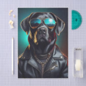 Cooler Terrence, Black Lab in Lederjacke Tissue Seidenpapier (Handwerk)