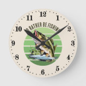 cooler Text anstelle des Fischens Runde Wanduhr (Vorderseite)