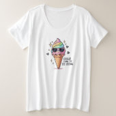 Cooler Than Ice Cream Pun Große Größe T-Shirt (Design vorne)