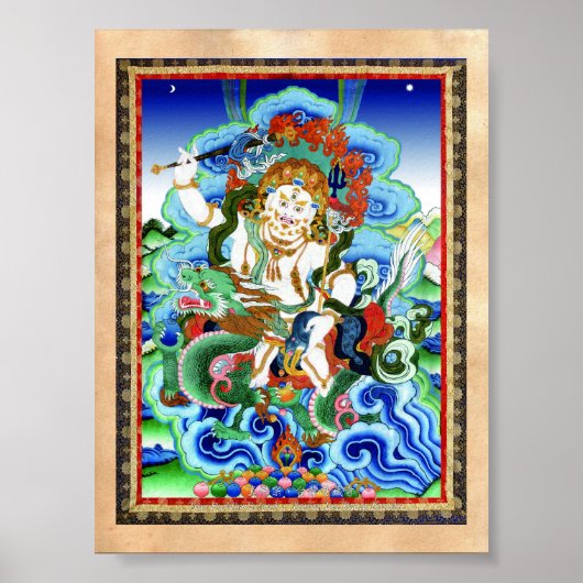 Cooler tibetischer Thangka Weißer Jambhala Poster (Vorne)
