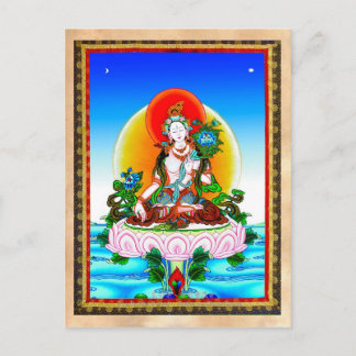 Cooler tibetischer Thangka Weißer Tara Tattoo Postkarte