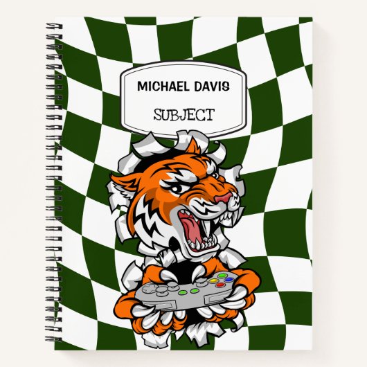 Cooler Tiger Gamer mit Videospielecontroller Notizblock (Vorderseite)