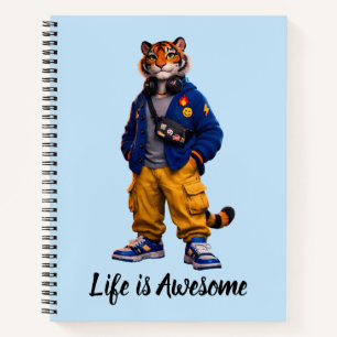 Cooler Tiger in Streetwear-Kunst - Urbaner Stil Ti Notizblock