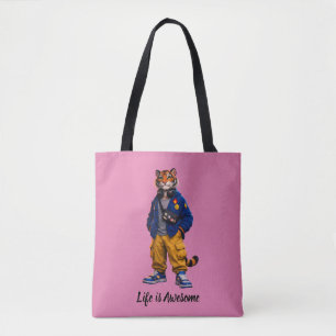 Cooler Tiger in Streetwear-Kunst - Urbaner Stil Ti Tasche