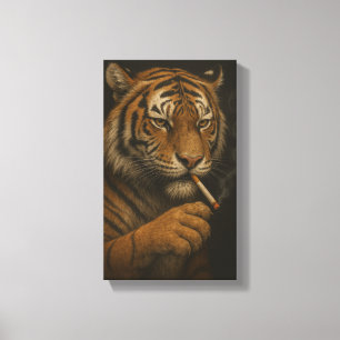 Cooler Tiger mit einer Zigarette Leinwanddruck