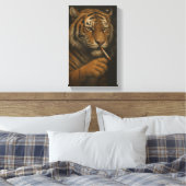 Cooler Tiger mit einer Zigarette Leinwanddruck (Insitu (Schlafzimmer))