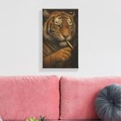 Cooler Tiger mit einer Zigarette Leinwanddruck (Insitu (Wohnzimmer))