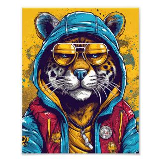 Cooler Tiger mit Sonnenbrille Fotodruck