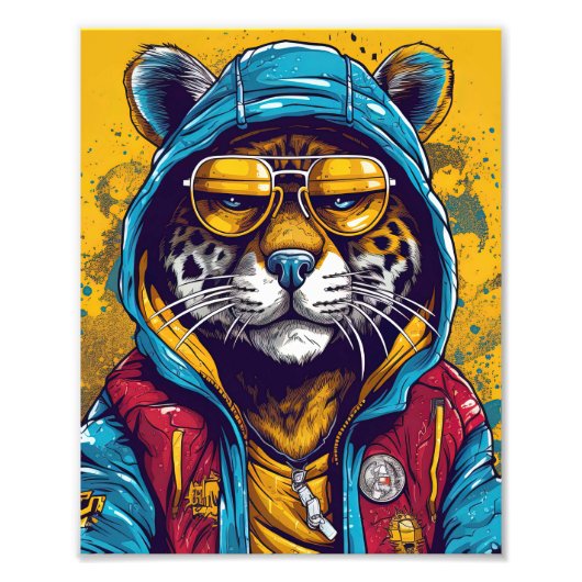 Cooler Tiger mit Sonnenbrille Fotodruck (Vorne)