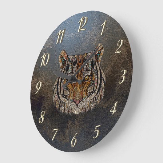 Cooler Tigerkopfschaukel Große Wanduhr (Winkel)