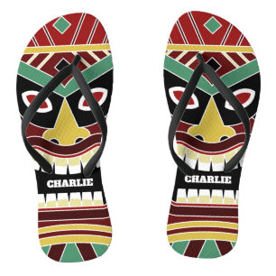 Cooler Tiki Totem-individueller Name drehen Badesandalen