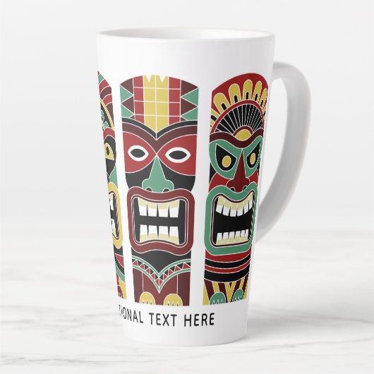 Cooler Tiki Totems benutzerdefinierter Text Latte Milchtasse (Rechte Ecke)