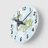 Cooler Time Pinguin Pal Niedlich Bird Cartoon blei Runde Wanduhr (Winkel)