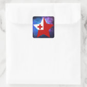 Cooler Tonga Flag Star Quadratischer Aufkleber (Tasche)