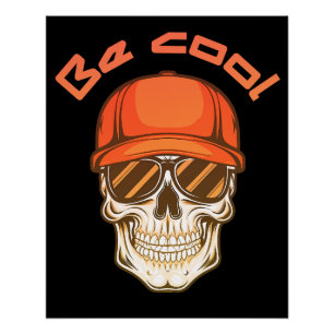 Cooler Totenkopf mit Mütze und Sonnenbrille Poster