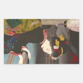 Cooler traditioneller japanischer Holzdruck Rechteckiger Aufkleber