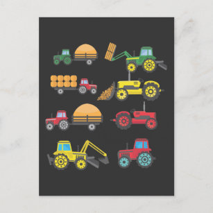Cooler Traktor Zeichnend Landwirtschaftskid Postkarte