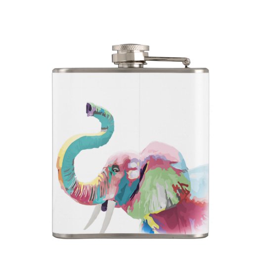 Cooler, trendiger, farbenfroher Elefant Flachmann (Rückseite)