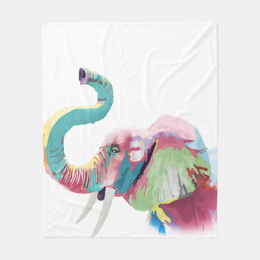 Cooler, trendiger, farbenfroher Elefant Fleecedecke (Vorderseite)