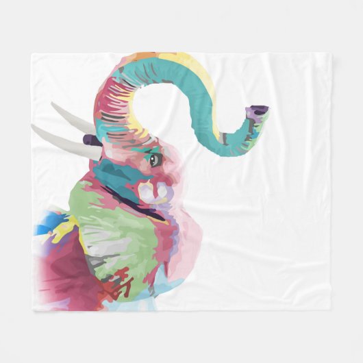 Cooler, trendiger, farbenfroher Elefant Fleecedecke (Vorderseite (Horizontal))