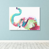 Cooler, trendiger, farbenfroher Elefant Leinwanddruck (Insitu (Holzboden))