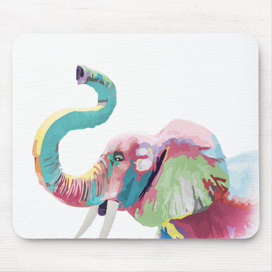 Cooler, trendiger, farbenfroher Elefant Mousepad (Vorne)