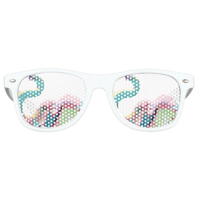 Cooler, trendiger, farbenfroher Elefant Partybrille (Vorderseite)