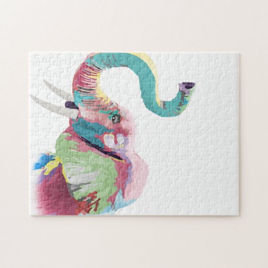 Cooler, trendiger, farbenfroher Elefant Puzzle (Horizontal)