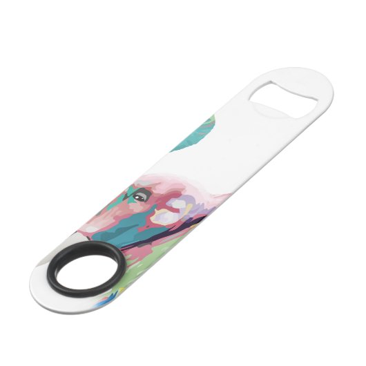 Cooler, trendiger, farbenfroher Elefant Speedflaschenöffner (Vorderseite Schrägansicht)