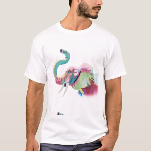 Cooler, trendiger, farbenfroher Elefant T-Shirt (Vorderseite)
