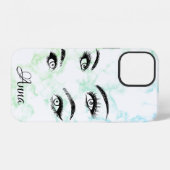 Cooler trendiger grüner Marmor, Augen iPhone Hülle (Rückseite (Horizontal))