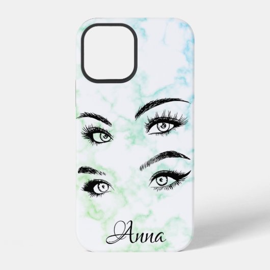 Cooler trendiger grüner Marmor, Augen iPhone Hülle (Rückseite)