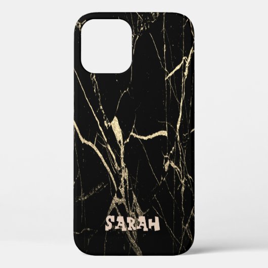 Cooler trendiger schwarzer Marmor Case-Mate iPhone Hülle (Rückseite)