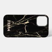 Cooler trendiger schwarzer Marmor iPhone Hülle (Rückseite (Horizontal))