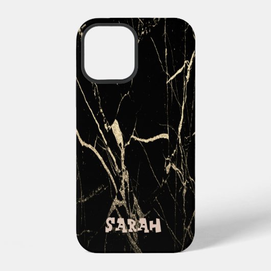 Cooler trendiger schwarzer Marmor iPhone Hülle (Rückseite)