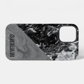 Cooler trendiger schwarzer Marmor iPhone Hülle (Rückseite (Horizontal))