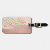 Cooler, trendiger Streifen, farbenfrohe Ananas Gepäckanhänger (Vorderseite horizontal)